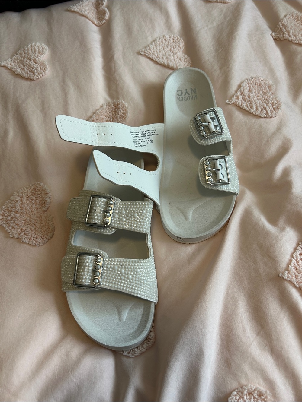 Madden NYC Women's White Double-Buckle Sandals